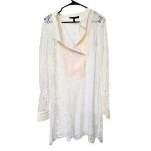 NWOT BCBGMAXAZRIA Contrast Bib Lace Silk Tunic Dress